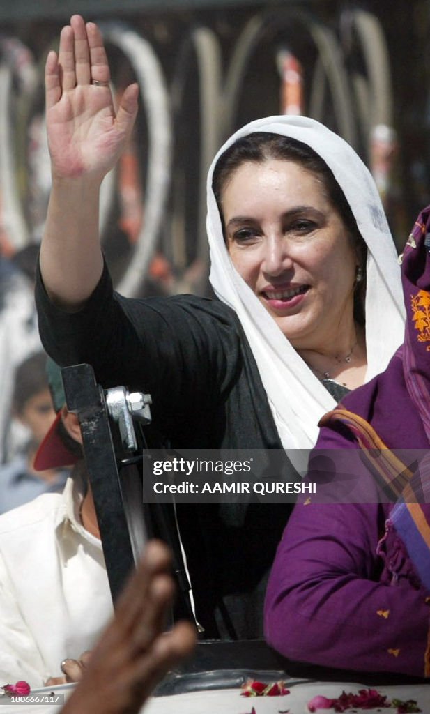 Toheed Bhutto Former Pakistani prime minister Benazir Bhutto waves to her... News ...