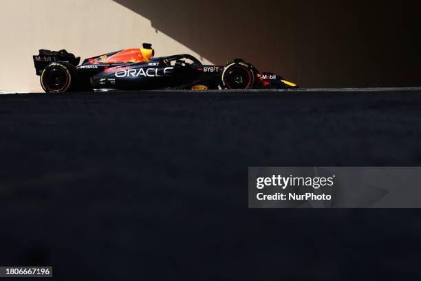 Sergio Perez of Red Bull Racing during the Formula 1 post-season test at Yas Marina Circuit in Abu Dhabi, United Arab Emirates on November 28, 2023.
