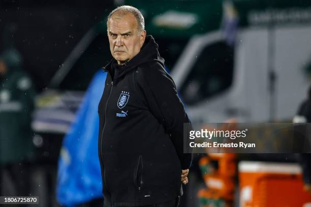 Marcelo Bielsa, coach of Uruguay gestures during the FIFA World Cup 2026 Qualifier match between Uruguay and Bolivia at Centenario Stadium on...