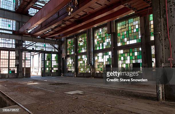 View of the abandoned Santa Fe Railroad Repair Facility at 2nd and Santa Fe SW on February 26, 2008 in Albuquerque, New Mexico. This site and the...