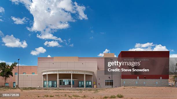 An exterior view of Rio Rancho High School on September 02, 2013 in Albuquerque, New Mexico. Rio Rancho High appeared in the "Breaking Bad" pilot and...