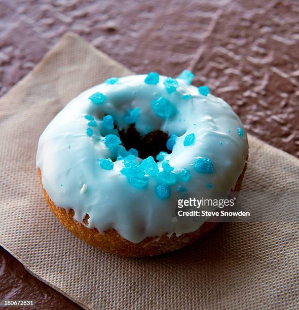 View of "Breaking Bad" inspired Blue Sky donuts in Rebel Donuts on August 31, 2013 in Albuquerque, New Mexico. Several years ago a production...