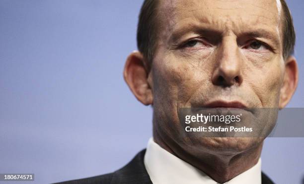 Prime Minister-elect Tony Abbott announces his ministery at Parliament House on September 16, 2013 in Canberra, Australia. Tony Abbot will be sworn...