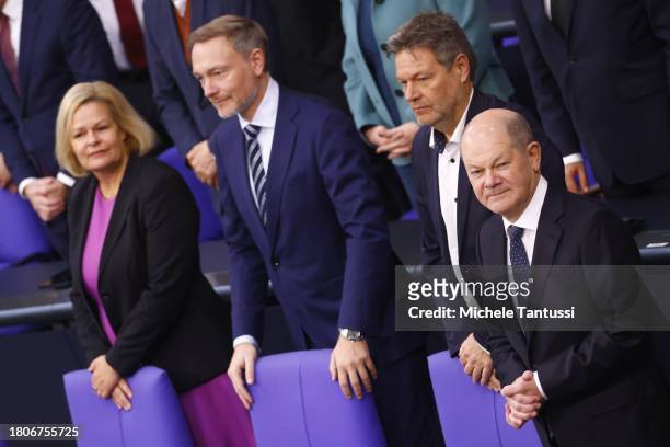 German Chancellor, Olaf Scholz , Economy and Climate Action, Vice Chancellor Robert Habeck , Finance Minister, Christian Lindner and Interior...