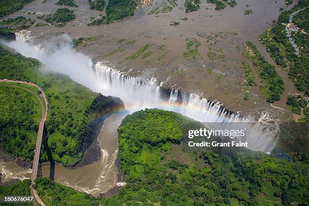 over view of huge waterfalls. - victoria falls stock pictures, royalty-free photos & images