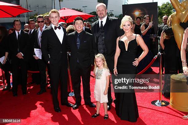 Actors Jason Dolley, Bradley Steven Perry, Eric Allan Kramer, Mia Talerico and Leigh-Allyn Baker of Good Luck Charlie attend the 2013 Creative Arts...