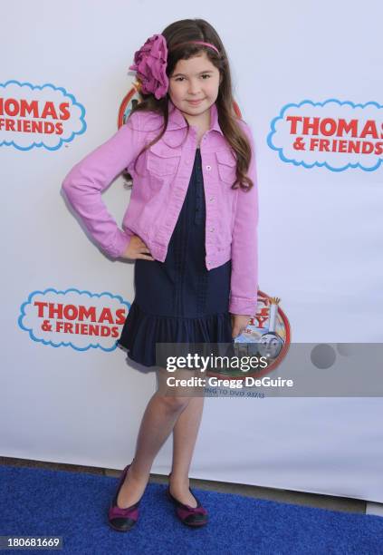 Actress Addison Riecke arrives at the Los Angeles premiere of "Thomas & Friends: King Of The Railway - The Movie" at Pacific Theatre at The Grove on...