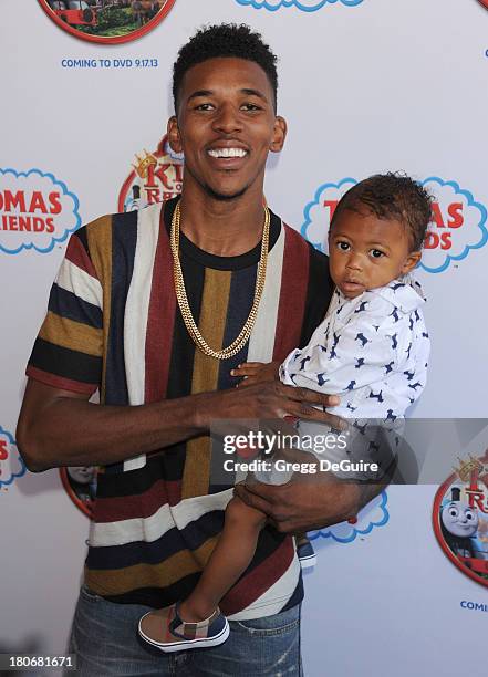 Laker Nick Young arrives at the Los Angeles premiere of "Thomas & Friends: King Of The Railway - The Movie" at Pacific Theatre at The Grove on...