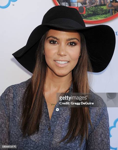 Personality Kourtney Kardashian arrives at the Los Angeles premiere of "Thomas & Friends: King Of The Railway - The Movie" at Pacific Theatre at The...