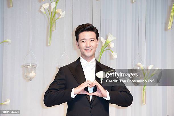 Bae Soo-Bin poses for photographs before the wedding at the Shilla hotel on September 14, 2013 in Seoul, South Korea.