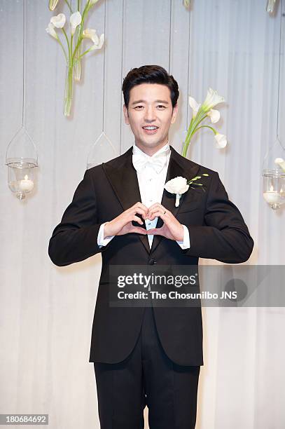Bae Soo-Bin poses for photographs before the wedding at the Shilla hotel on September 14, 2013 in Seoul, South Korea.