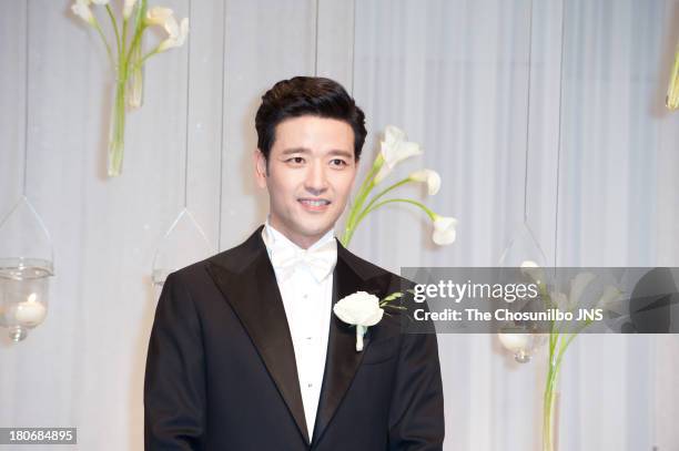 Bae Soo-Bin poses for photographs before the wedding at the Shilla hotel on September 14, 2013 in Seoul, South Korea.