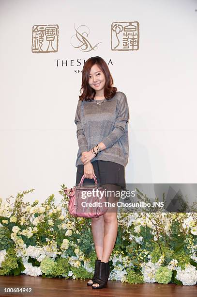 So Yu-Jin attends the Bae Soo-Bin Wedding at the Shilla hotel on September 14, 2013 in Seoul, South Korea.