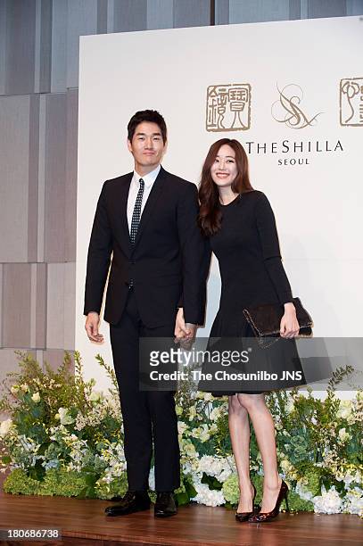 Yoo Ji-Tae and Kim Hyo-Jin attend the Bae Soo-Bin Wedding at the Shilla hotel on September 14, 2013 in Seoul, South Korea.