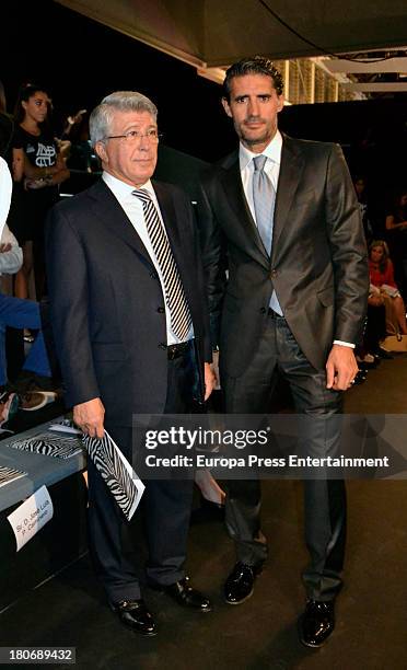 Jose Luis Perez Caminero and Enrique Cerezo attend a fashion show during the Mercedes Benz Fashion Week Madrid Spring/Summer 2014 on September 13,...