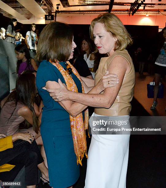 Natalia Figueroa and Ana Rodriguez attend a fashion show during the Mercedes Benz Fashion Week Madrid Spring/Summer 2014 on September 13, 2013 in...