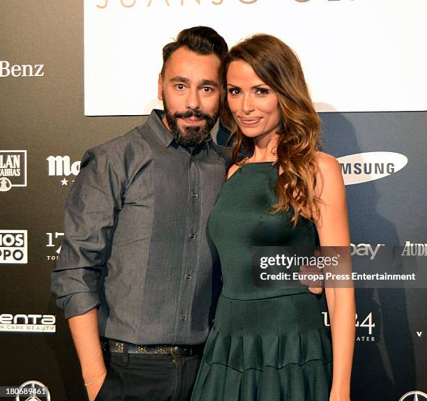 Juanjo Oliva and Almudena Fernandez attends a fashion show during the Mercedes Benz Fashion Week Madrid Spring/Summer 2014 on September 13, 2013 in...