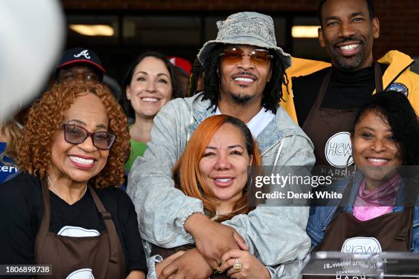 Violeta Morgan, Tameka "Tiny" Harris, T.I., Councilwoman Andrea Boone, and Mayor of Atlanta Andre Dickens attend the 18th annual Harris Community...