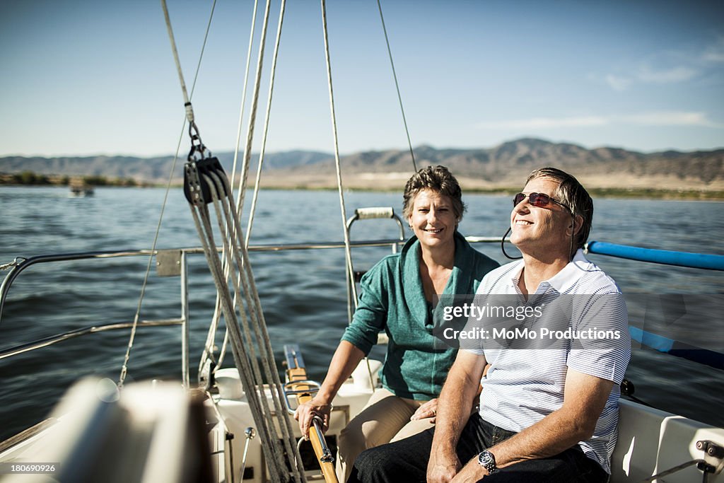 Retired couple on sailboat