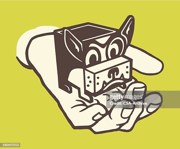 illustrations, cliparts, dessins animés et icônes de main tenant un papier plié chien - boston terrier