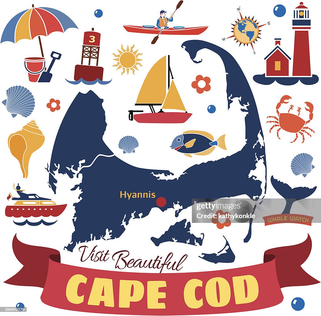 Cape Cod map with icons