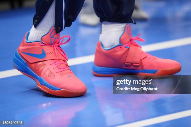 The sneakers worn by P.J. Tucker of the LA Clippers during warm ups before an NBA In-Season Tournament game against the Houston Rockets at Crypto.com...