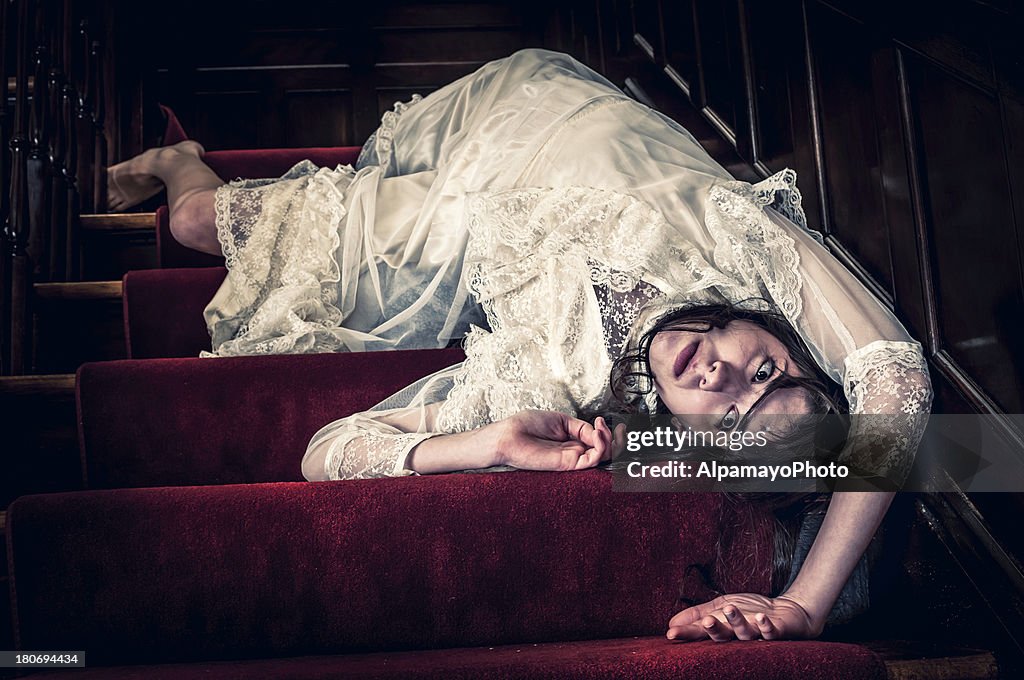 Death of young woman on the stairs - I