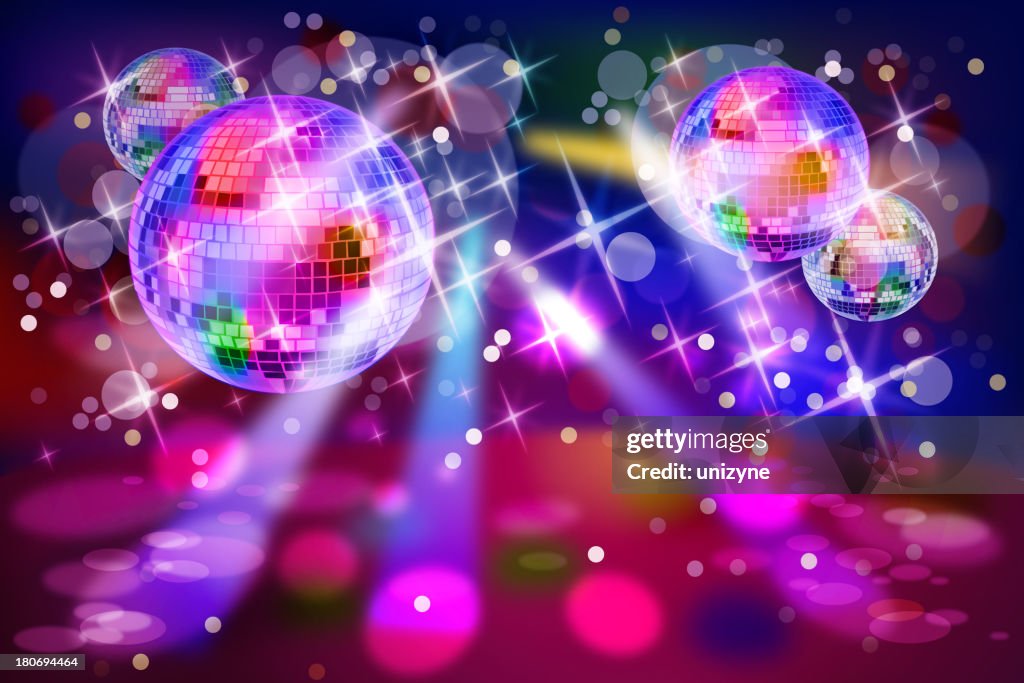 Colorful Lights on Stage with Disco Balls