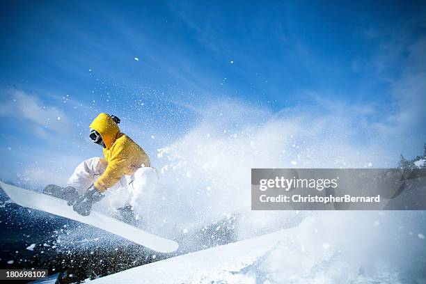 man snowboarding in the mountain - radical snowboarding stock pictures, royalty-free photos & images