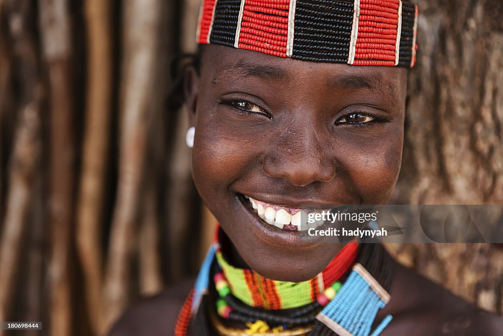 Retrato de mulher de Tribo Hamer, Etiópia, África