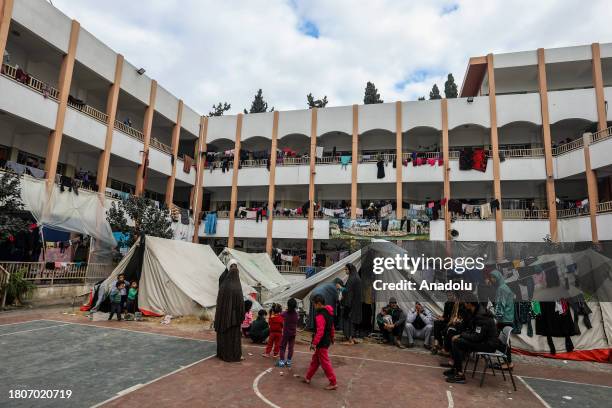 View of an United Nations Relief and Works Agency for Palestine Refugees school in Rafah, Gaza used as a sheltering place for displaced Palestinians...