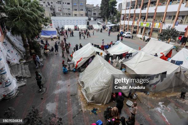 View of an United Nations Relief and Works Agency for Palestine Refugees school in Rafah, Gaza used as a sheltering place for displaced Palestinians...