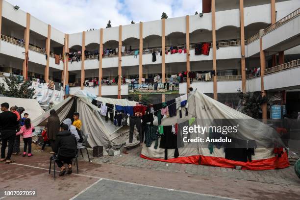 View of an United Nations Relief and Works Agency for Palestine Refugees school in Rafah, Gaza used as a sheltering place for displaced Palestinians...