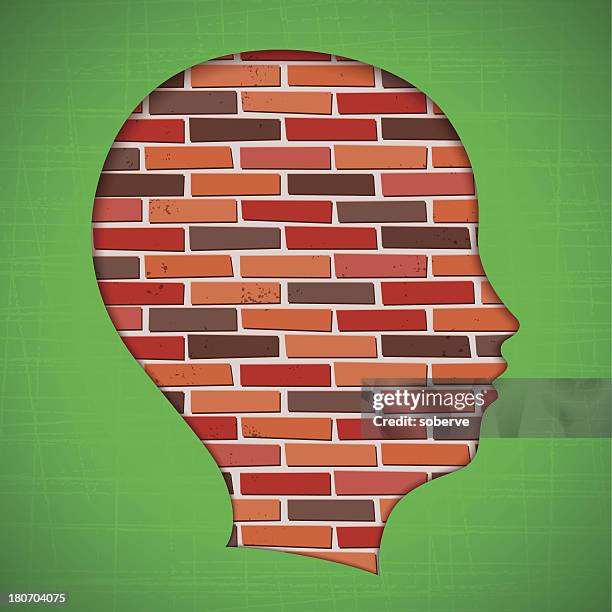 blocked head - brick retaining wall stock illustrations