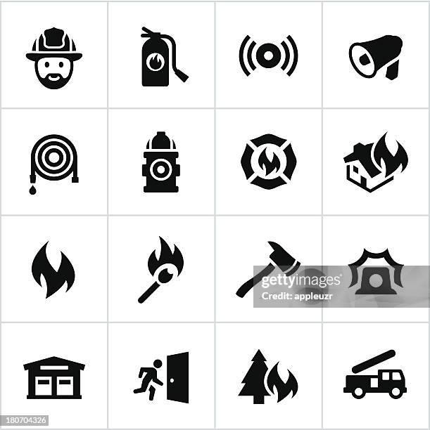 black firefighting icons - 緊急用具 幅插畫檔、美工圖案、卡通及圖標