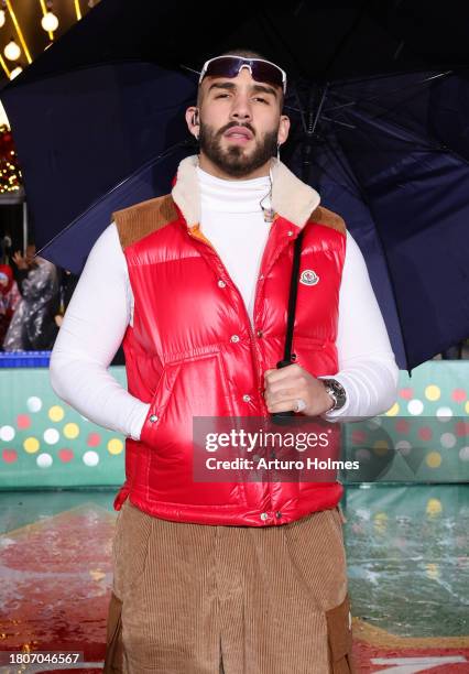 Manuel Turizo attends day 2 of the 97th Macy's Thanksgiving Day Parade rehearsals at Macy's Herald Square on November 21, 2023 in New York City.