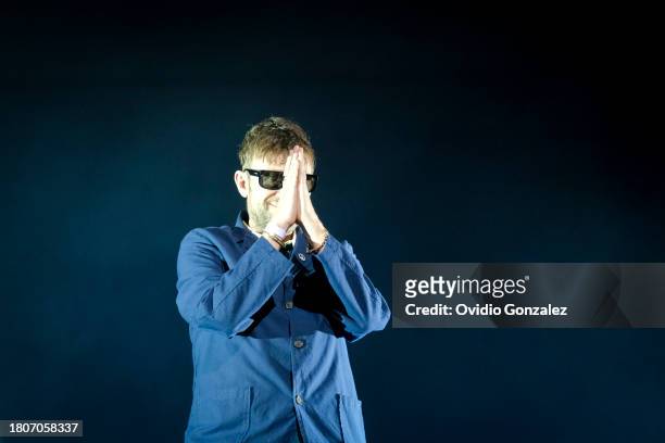 Damon Albarn performs on stage during a concert at Movistar Arena on November 21, 2023 in Bogota, Colombia.