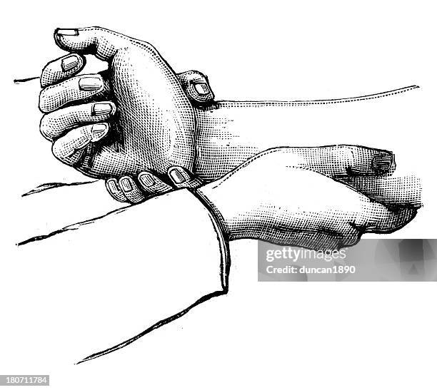 massage the wrist - hand massage stock illustrations