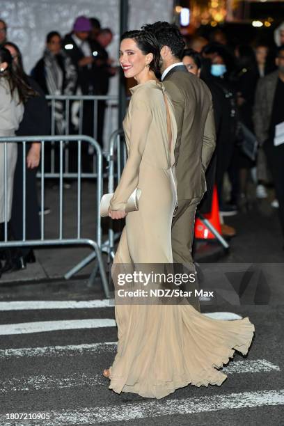 Rebecca Hall and Morgan Spector are seen on November 27, 2023 in New York City.