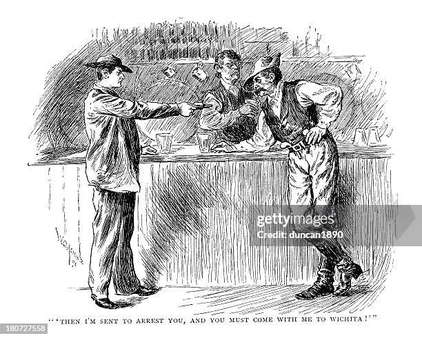 sheriff and outlaw - bandit stock illustrations