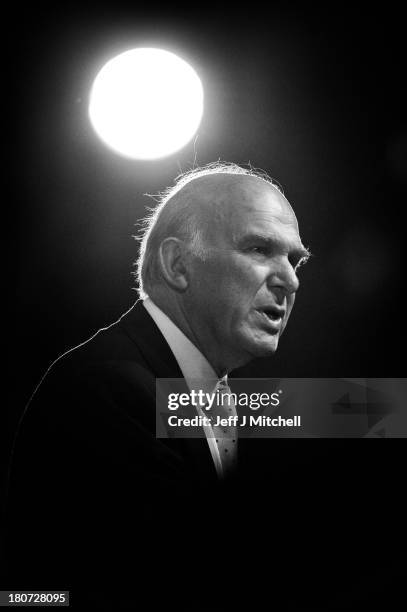 Business Secretary Vince Cable speaks to conference during his key-note speech at the SECC, Scottish Exhibition and Conference Centre on September...