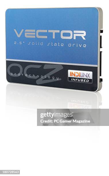 An OCZ Vector solid-state drive photographed on a white background, taken on February 6, 2013.