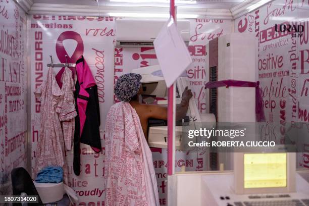 Patient undergoes a mammography visit during the screening day at the Lawley 2 Clinic in Lawley, Johannesburg on November 28, 2023. PinkDrive NPC, is...