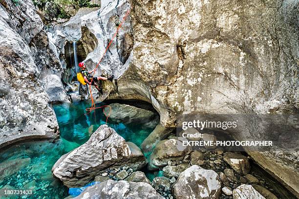 pool exploration - canyoning stock pictures, royalty-free photos & images