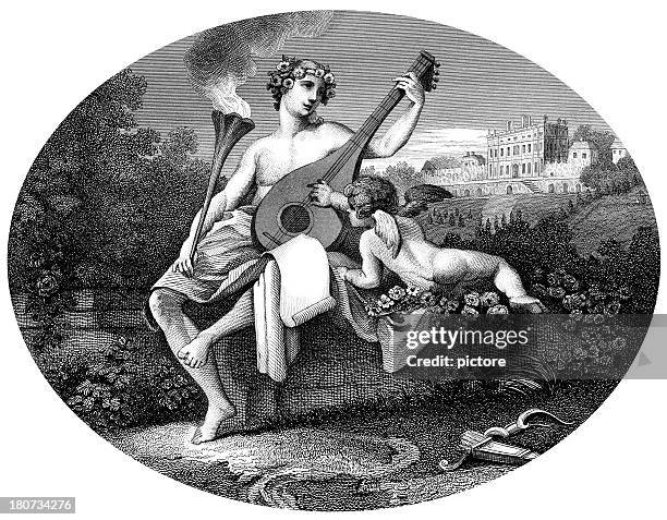 ilustraciones, imágenes clip art, dibujos animados e iconos de stock de hymen y cupido en la antigua grecia. - hymen