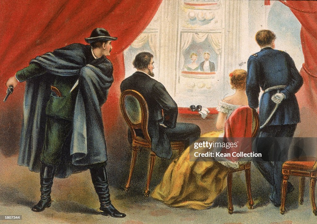 Illustration of Booth Assassinating Lincoln, 1865. 