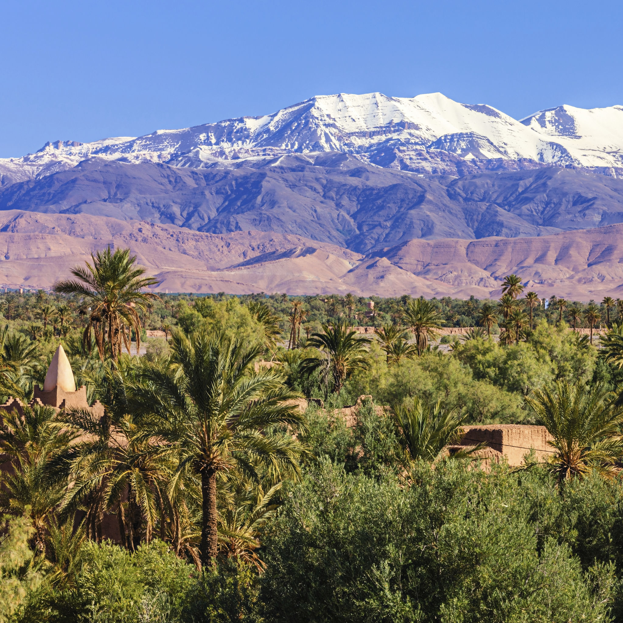 Moroccan oasis and High Atlas mouintain range Moroccan oasis and High Atlas mouintain range