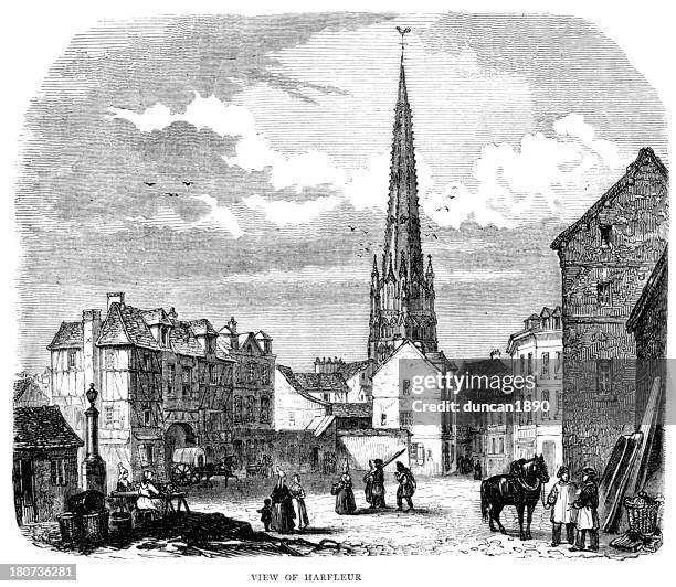 harfleur - normandy stock illustrations
