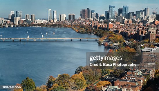 Panoramic aerial view of Boston, Massachussets, USA Panoramic aerial view of Boston, Massachussets, USA