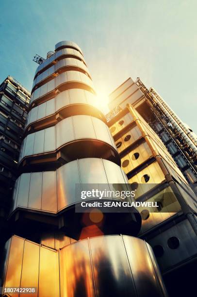 lloyd's building in sunshine - lloyds of london stock pictures, royalty-free photos & images